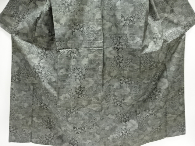  アンティーク　花模様織出し本場草木泥染大島紬着物（5マルキ）